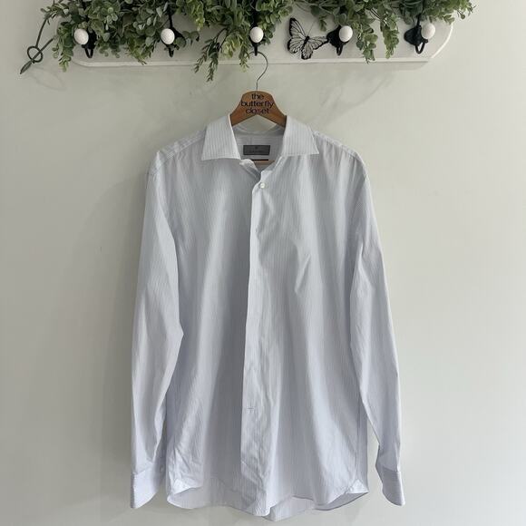 Canali Other - Canali Men’s Blue/White/Gray Striped Long Sleeve Button Up 42-16.5 JJ40